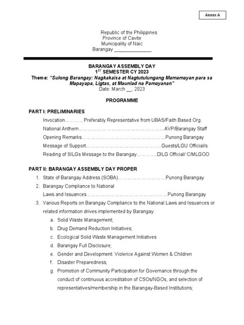 Templates For Barangay Assembly .